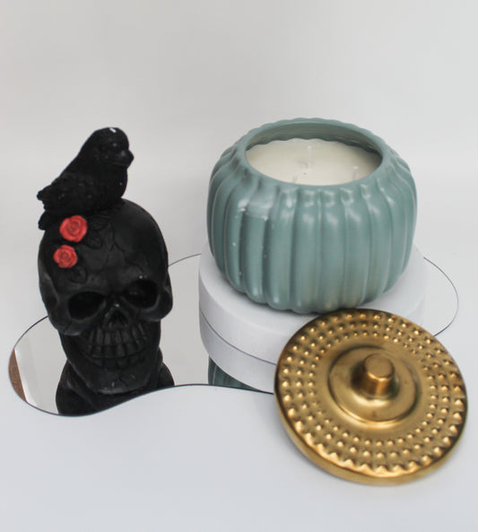 Teal 24oz Three wick Pumpkin Candle